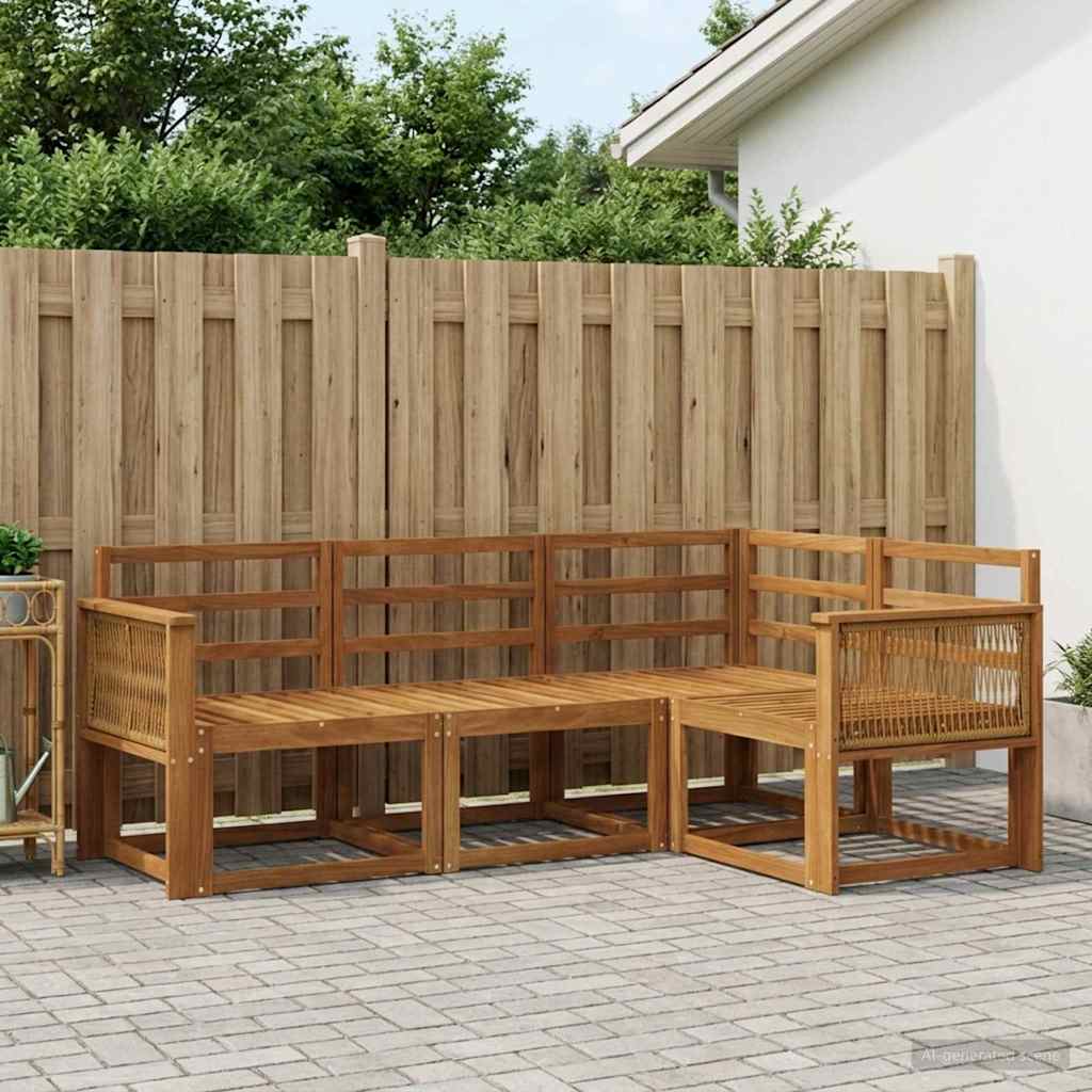 Buiten bankenset 4 pcs Naturel Massief Acaciahout