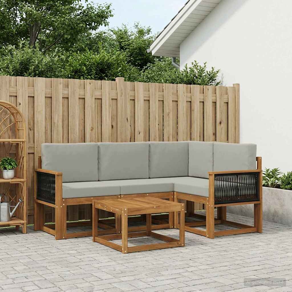 Buiten bankenset 5 pcs Naturel en lichtgrijs Polyester
