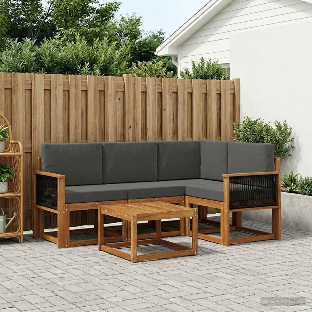 Buiten bankenset 5 pcs Natuurlijk en Antraciet Polyester