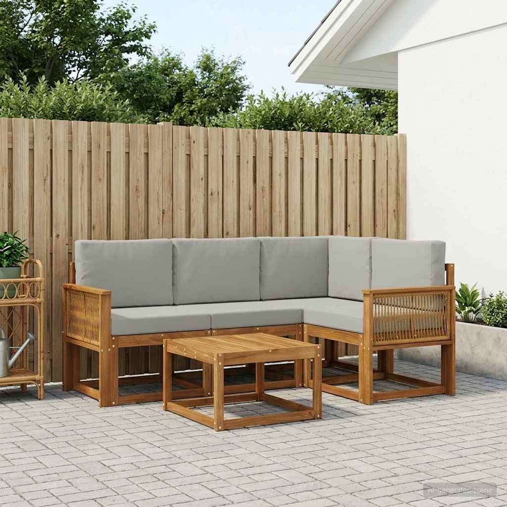 Buiten bankenset 5 pcs Naturel en lichtgrijs Polyester – afbeelding 1