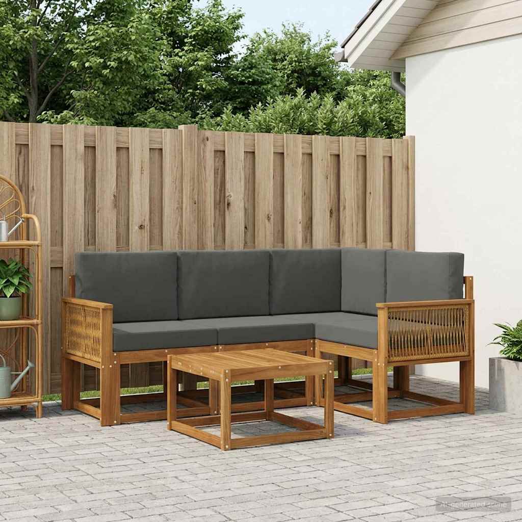 Buiten bankenset 5 pcs Natuurlijk en Antraciet Polyester