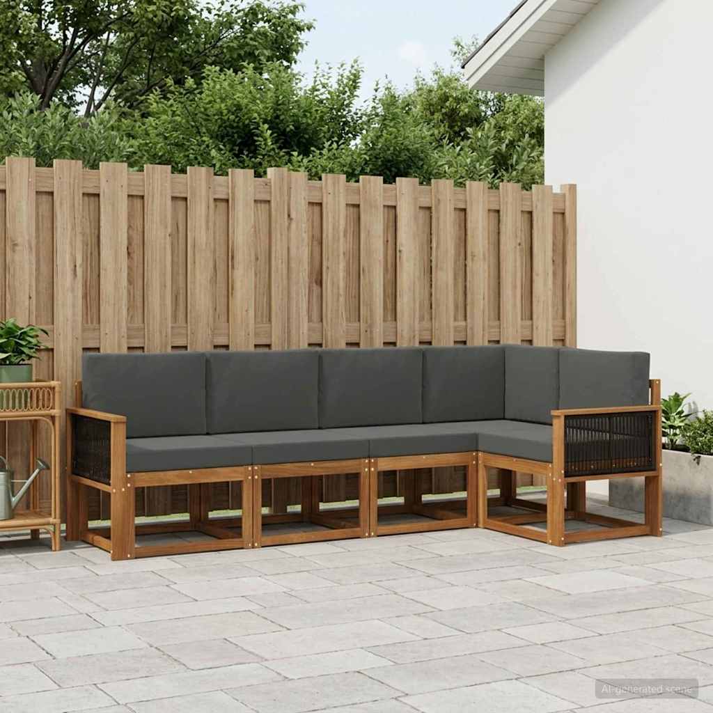 Buiten bankenset 5 pcs Natuurlijk en Antraciet Polyester