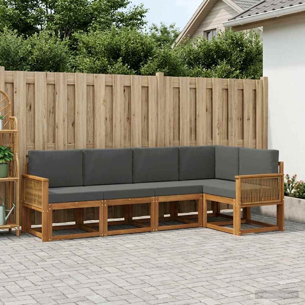 Buiten bankenset 5 pcs Natuurlijk en Antraciet Polyester
