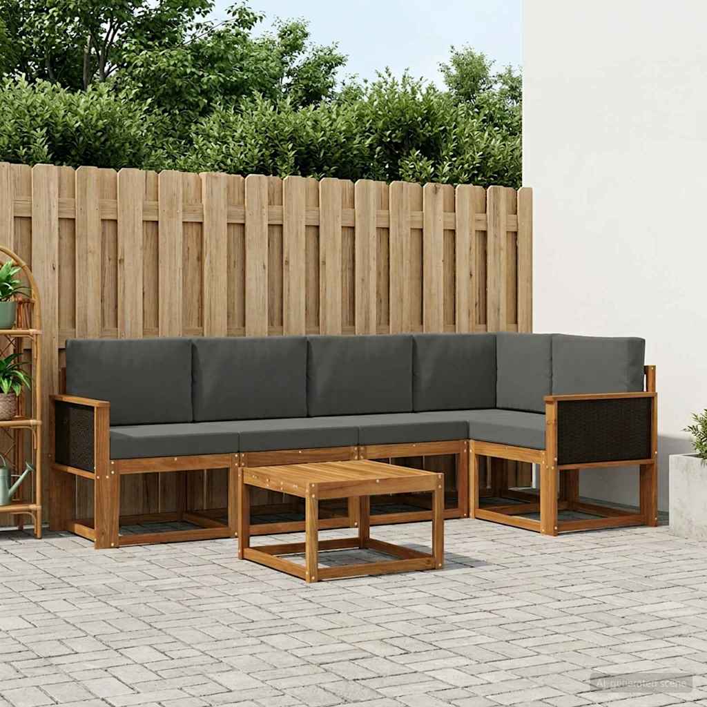 Buiten bankenset met kussen 6 pcs Natuurlijk en Antraciet – afbeelding 1