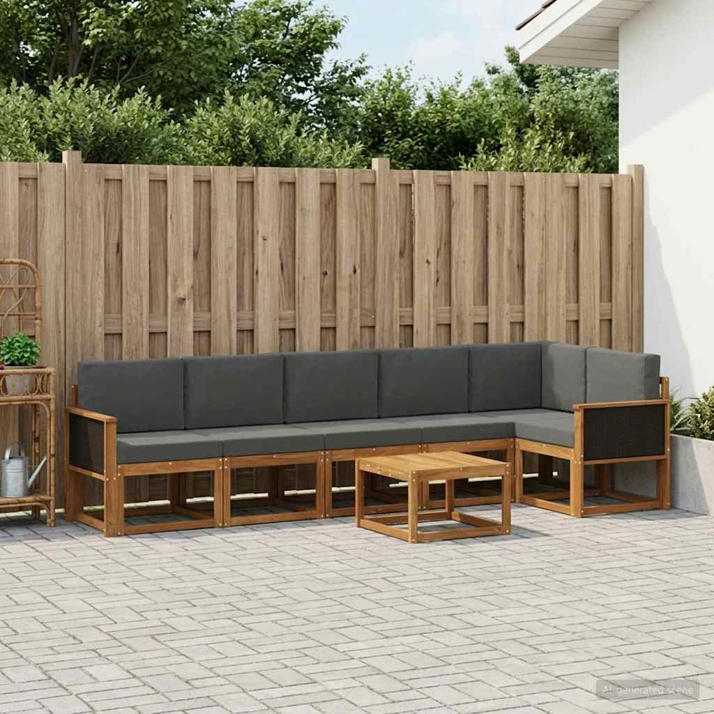 Buiten bankenset 7 pcs Natuurlijk en Antraciet Polyester