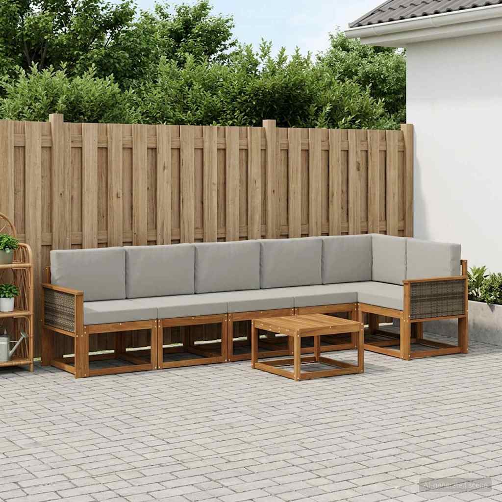Buiten bankenset 7 pcs Naturel en lichtgrijs Polyester – afbeelding 1