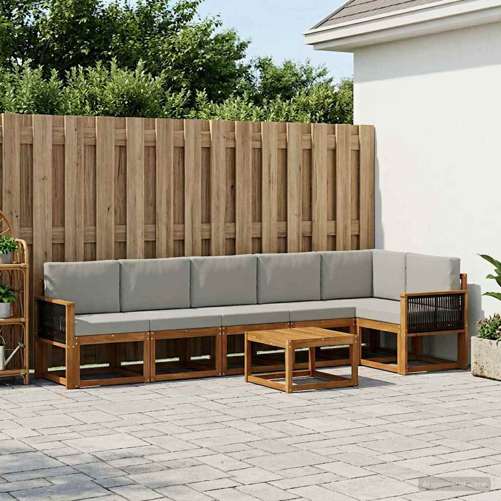Buiten bankenset 7 pcs Naturel en lichtgrijs Polyester – afbeelding 1