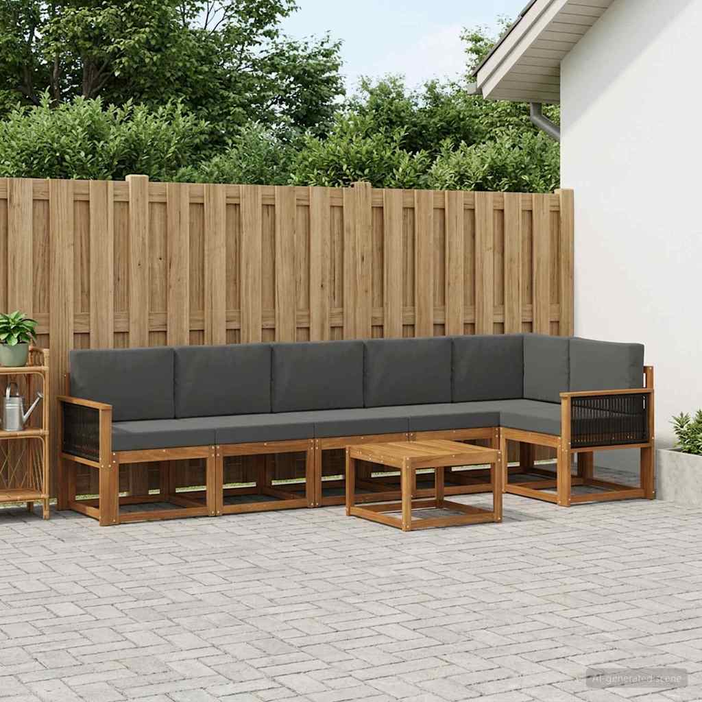 Buiten bankenset 7 pcs Natuurlijk en Antraciet Polyester – afbeelding 1