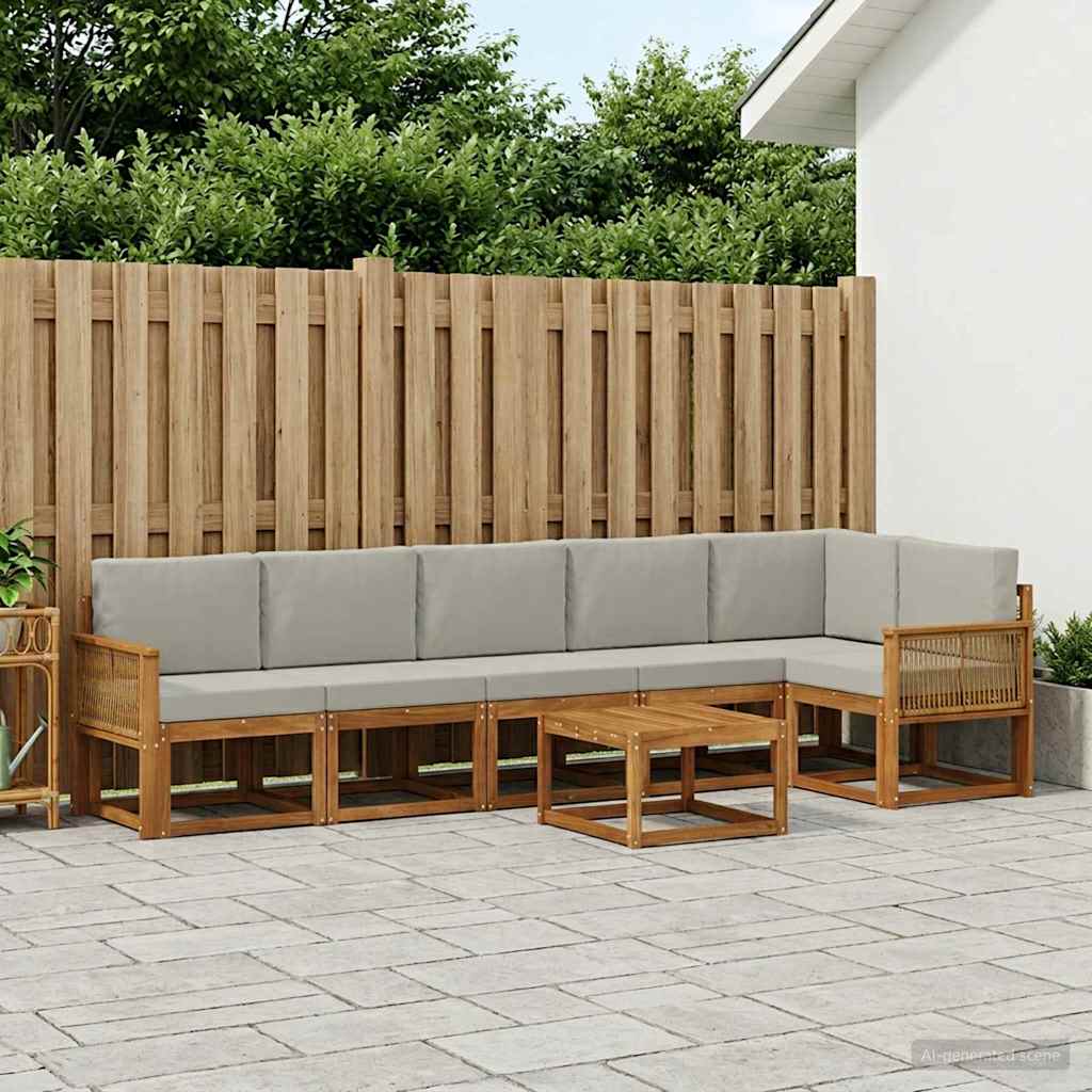 Buiten bankenset 7 pcs Naturel en lichtgrijs Polyester