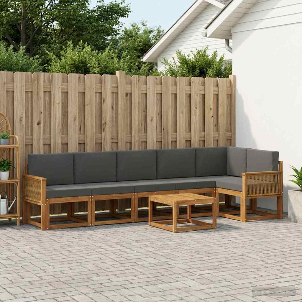 Buiten bankenset 7 pcs Natuurlijk en Antraciet Polyester
