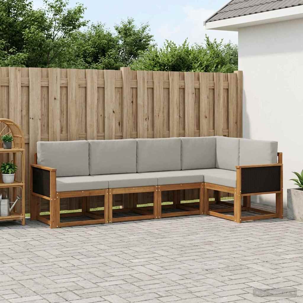 Buiten bankenset 7 pcs Naturel en lichtgrijs Polyester – afbeelding 1