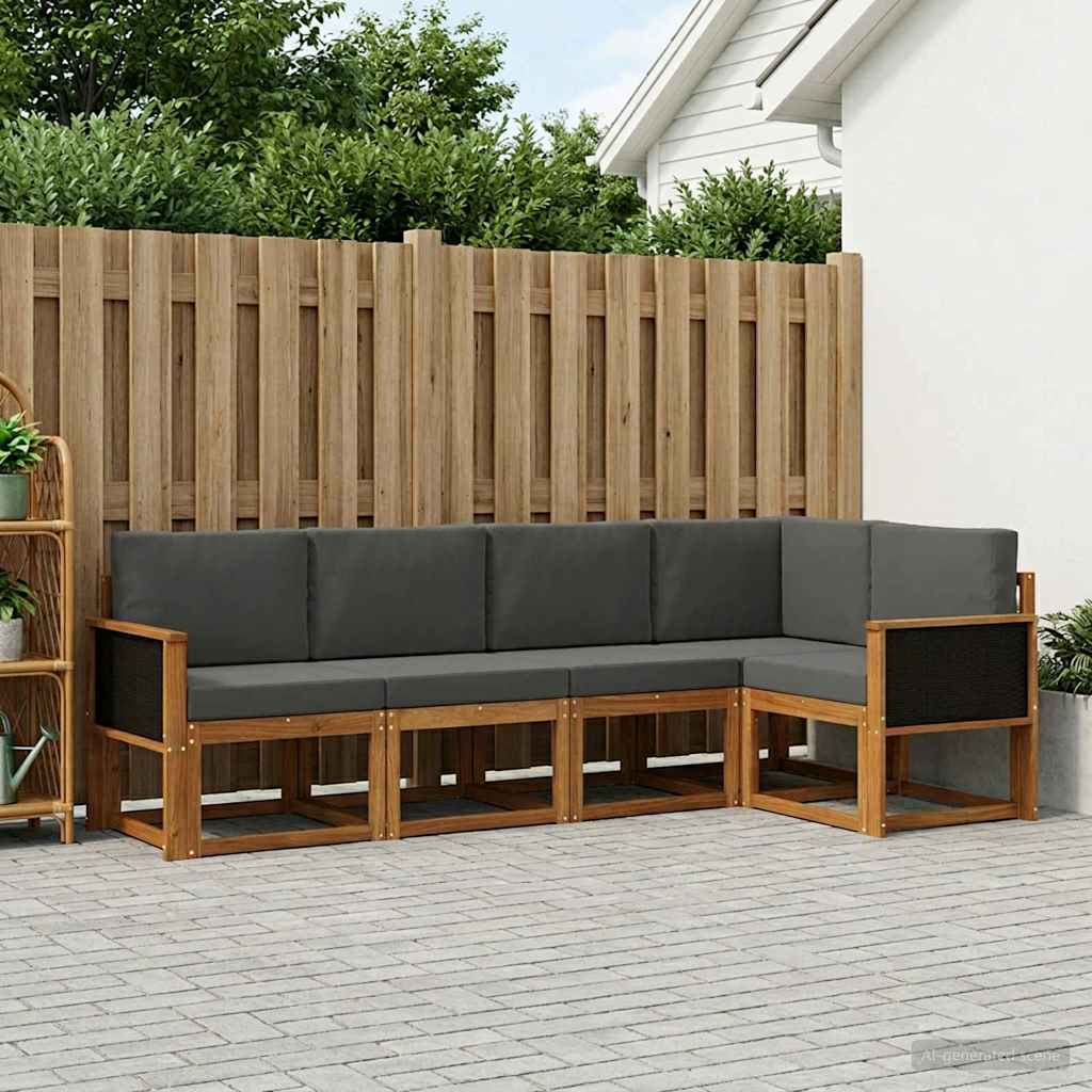 Buiten bankenset 7 pcs Natuurlijk en Antraciet Polyester