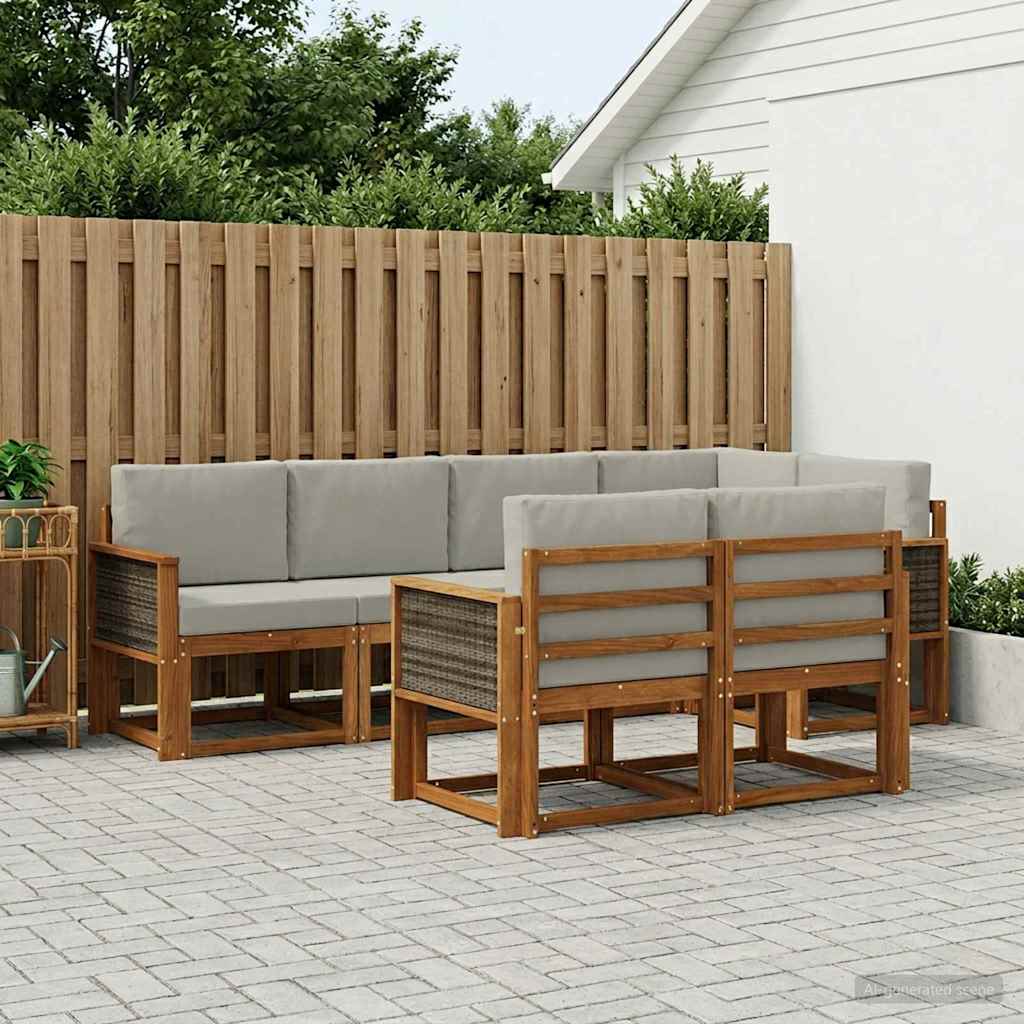 Buiten bankenset 7 pcs Naturel en lichtgrijs Polyester – afbeelding 1
