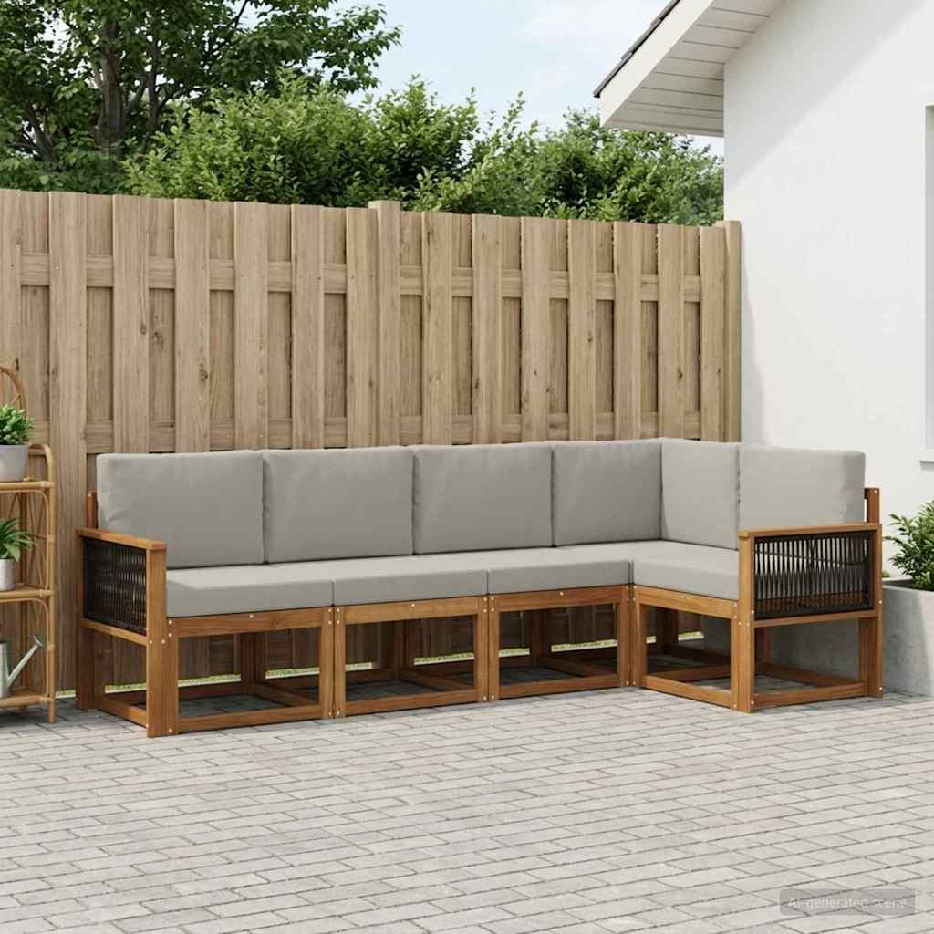 Buiten bankenset 7 pcs Naturel en lichtgrijs Polyester