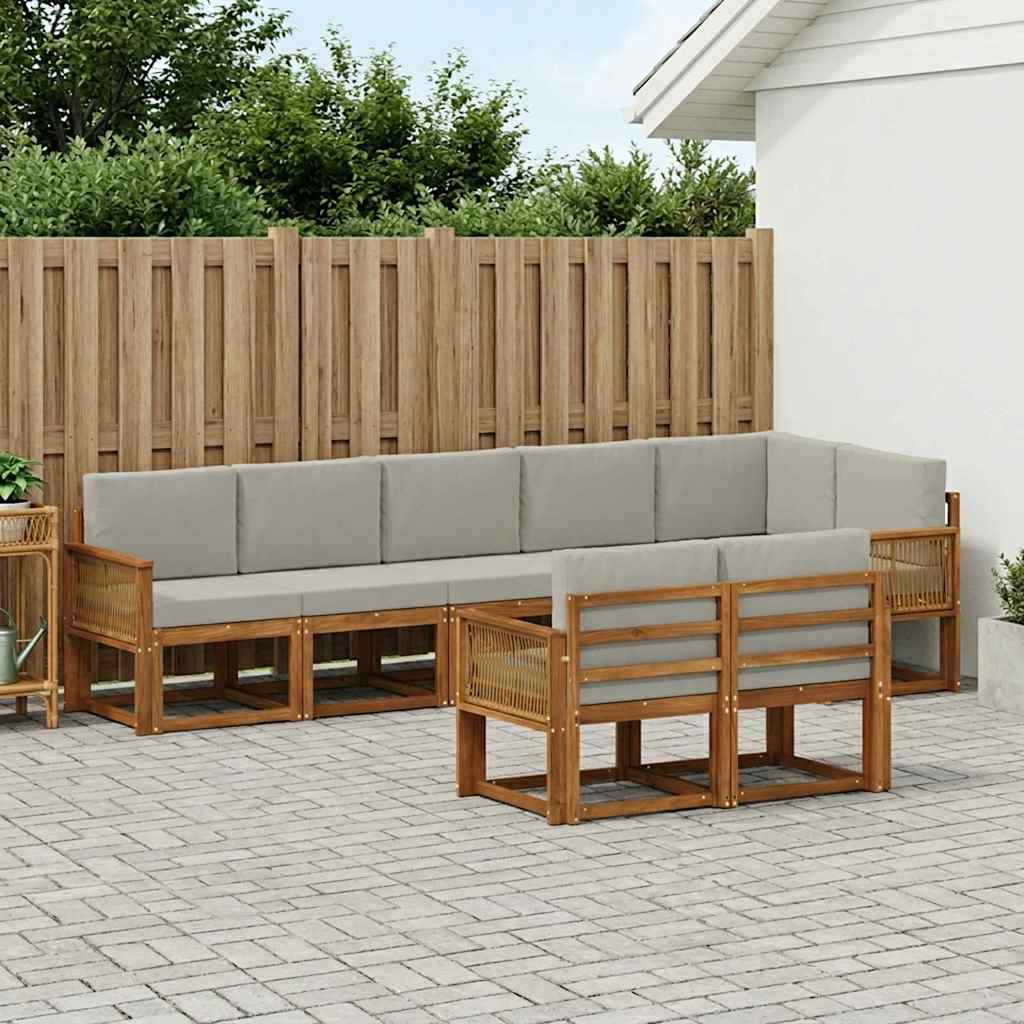 Buiten bankenset 8 pcs Naturel en lichtgrijs Polyester – afbeelding 1