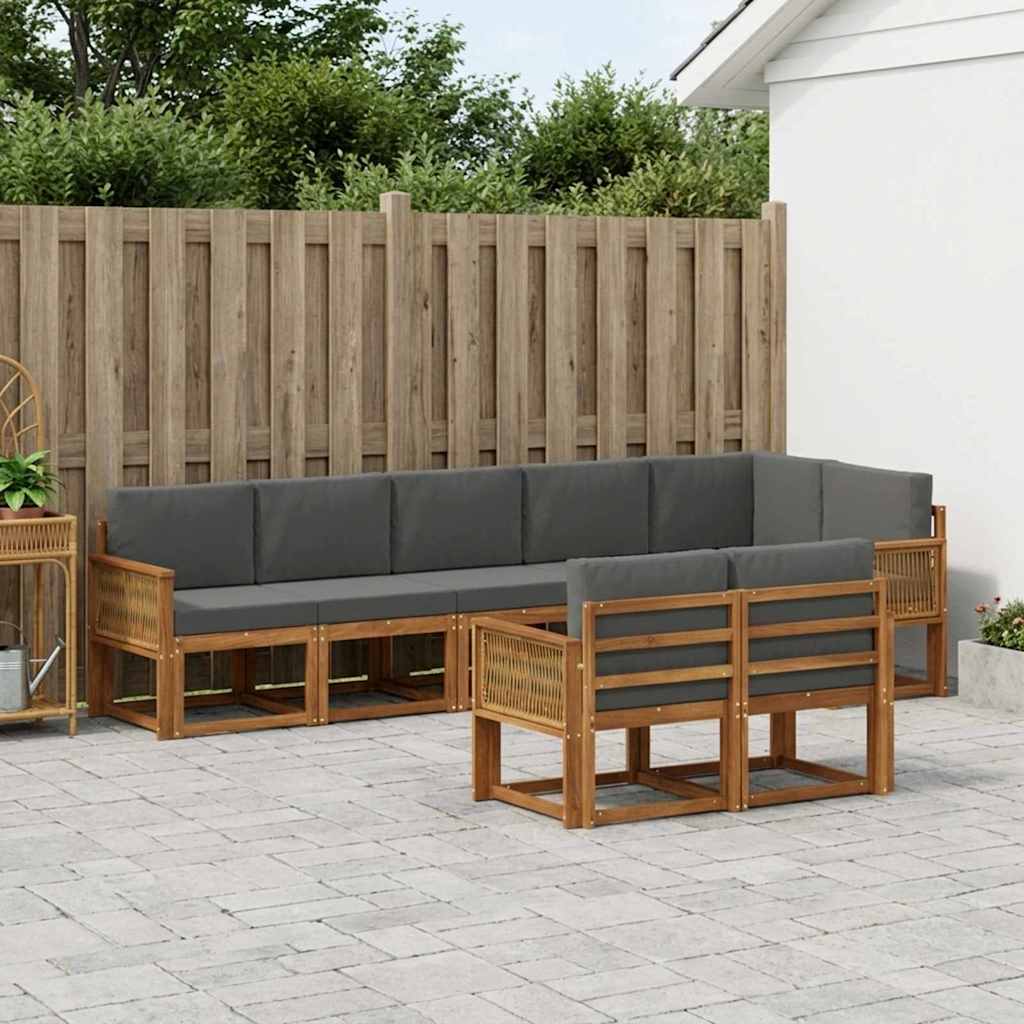 Buiten bankenset 8 pcs Natuurlijk en Antraciet Polyester