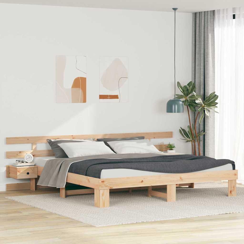 Bedframe met hoofdeinde Bruin 180 x 200 cm Massief grenenhout – afbeelding 1
