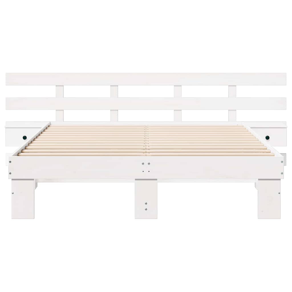 Bedframe met hoofdeinde Wit 140 x 200 cm Massief grenenhout – afbeelding 5