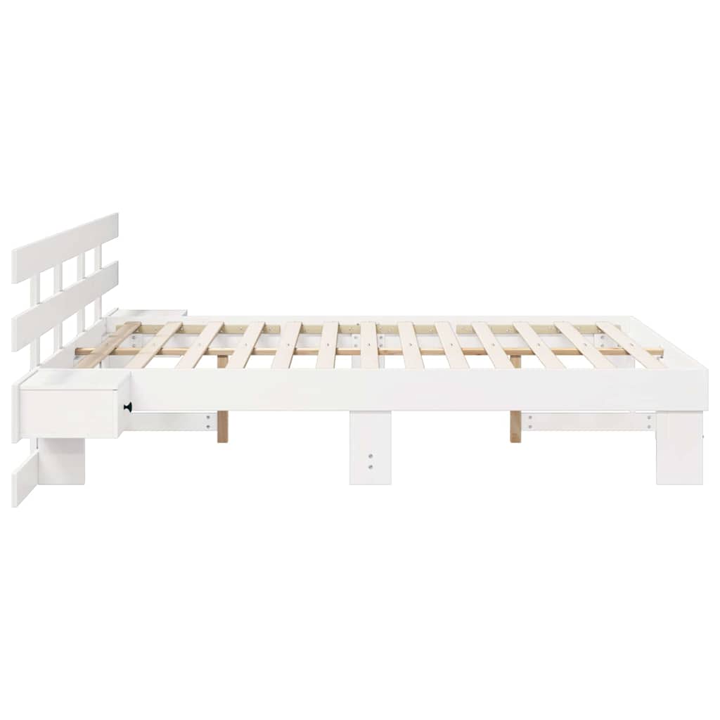 Bedframe met hoofdeinde Wit 140 x 200 cm Massief grenenhout – afbeelding 6