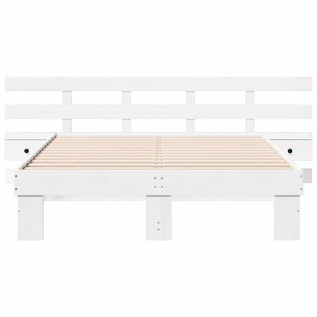 Bedframe met hoofdeinde Wit 140 x 190 cm Massief grenenhout – afbeelding 5