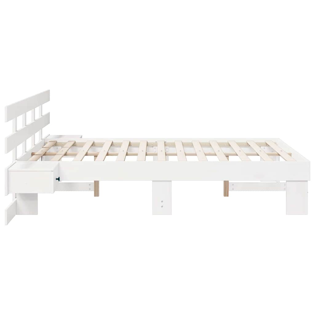 Bedframe met hoofdeinde Wit 140 x 190 cm Massief grenenhout – afbeelding 6