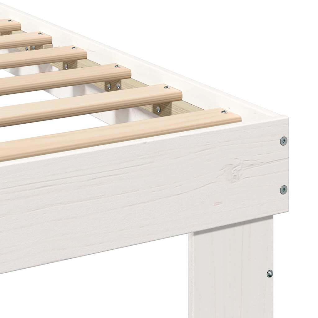 Bedframe met hoofdeinde Wit 140 x 190 cm Massief grenenhout – afbeelding 8