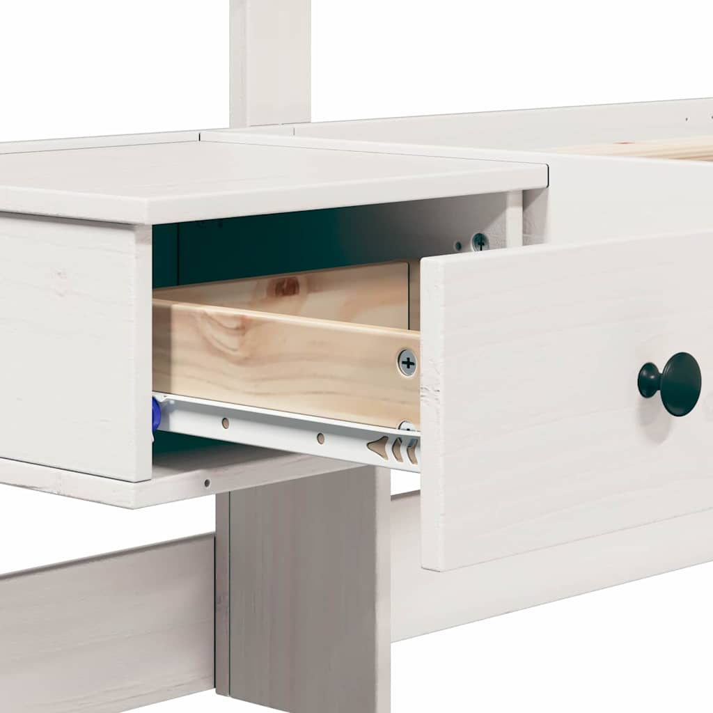 Bedframe met hoofdeinde Wit 140 x 190 cm Massief grenenhout – afbeelding 9
