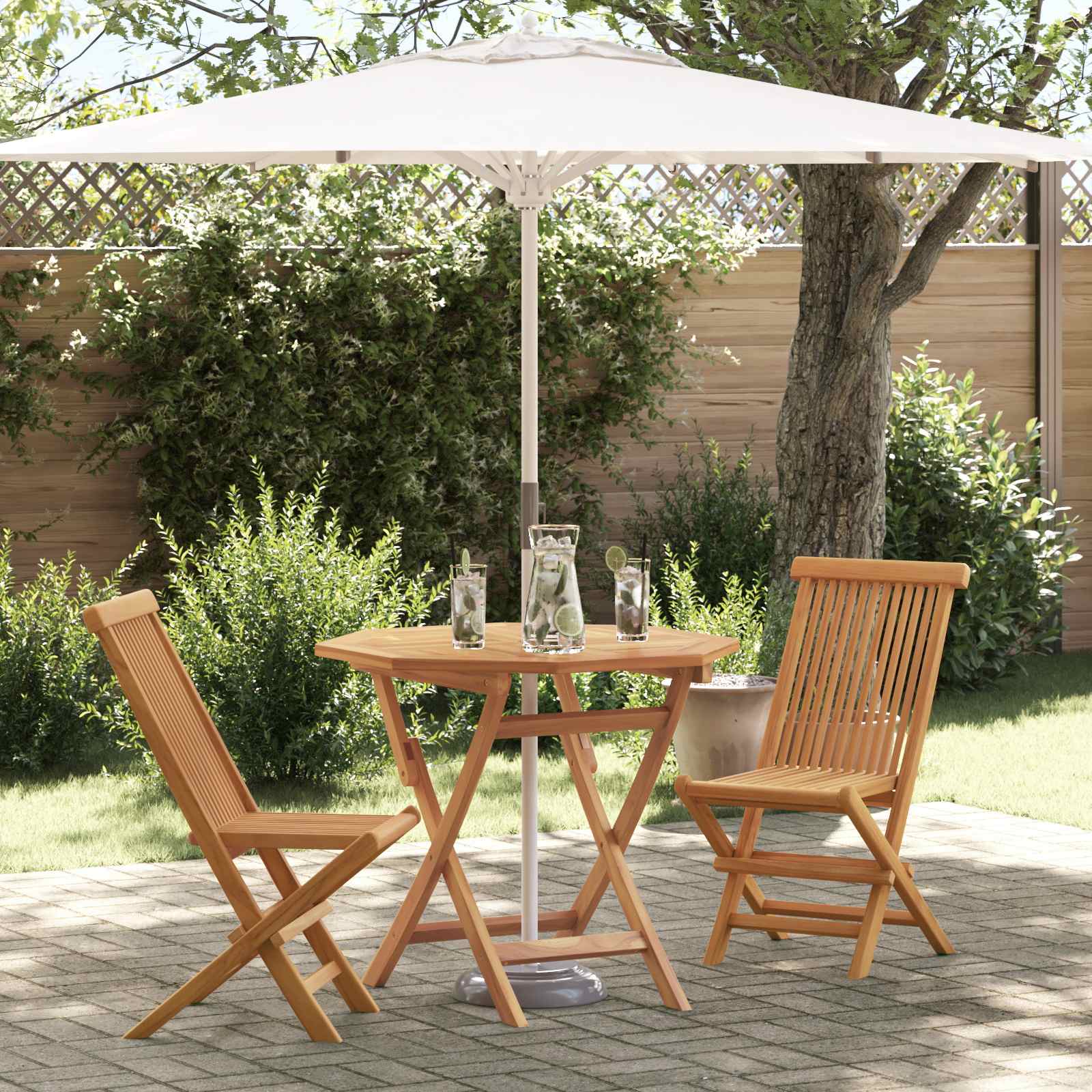 Tuin eettafelset 3 pcs Bruin Massief Acaciahout – afbeelding 1