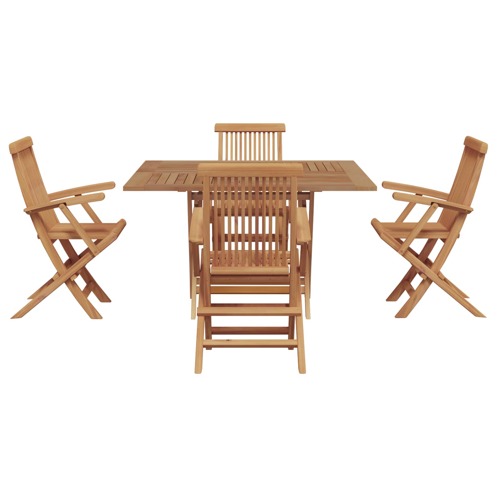 Tuin eettafelset Bruin Massief Teak Hout – afbeelding 1