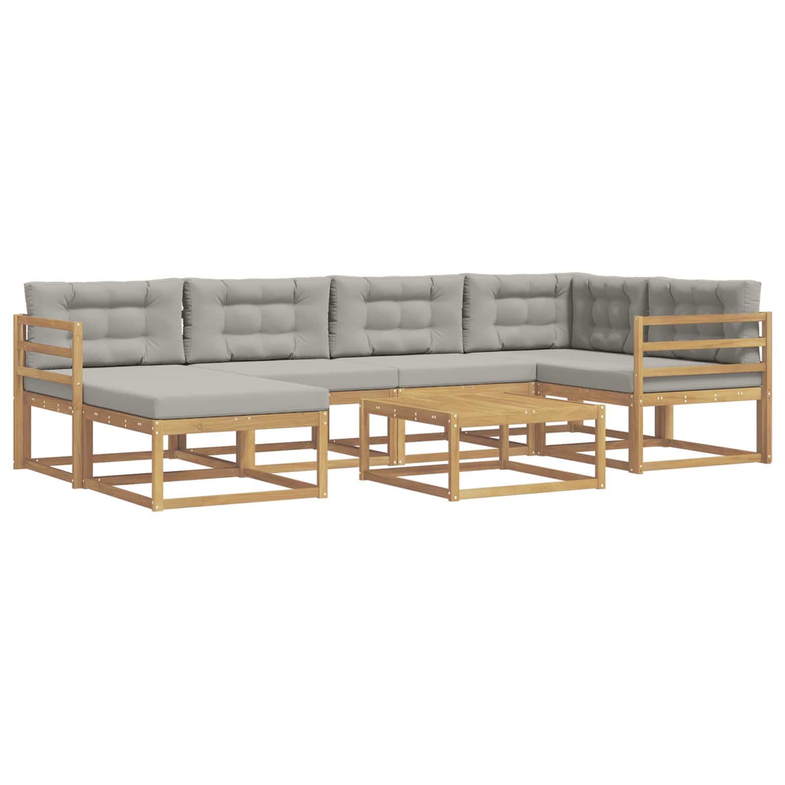 Buiten bankenset 7 pcs Wit en Lichtgrijs – afbeelding 2