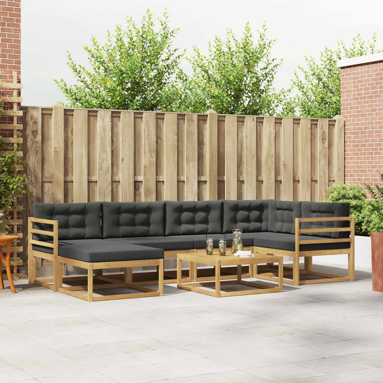 Buiten bankenset 7 pcs Wit en antracietkleurig – afbeelding 1