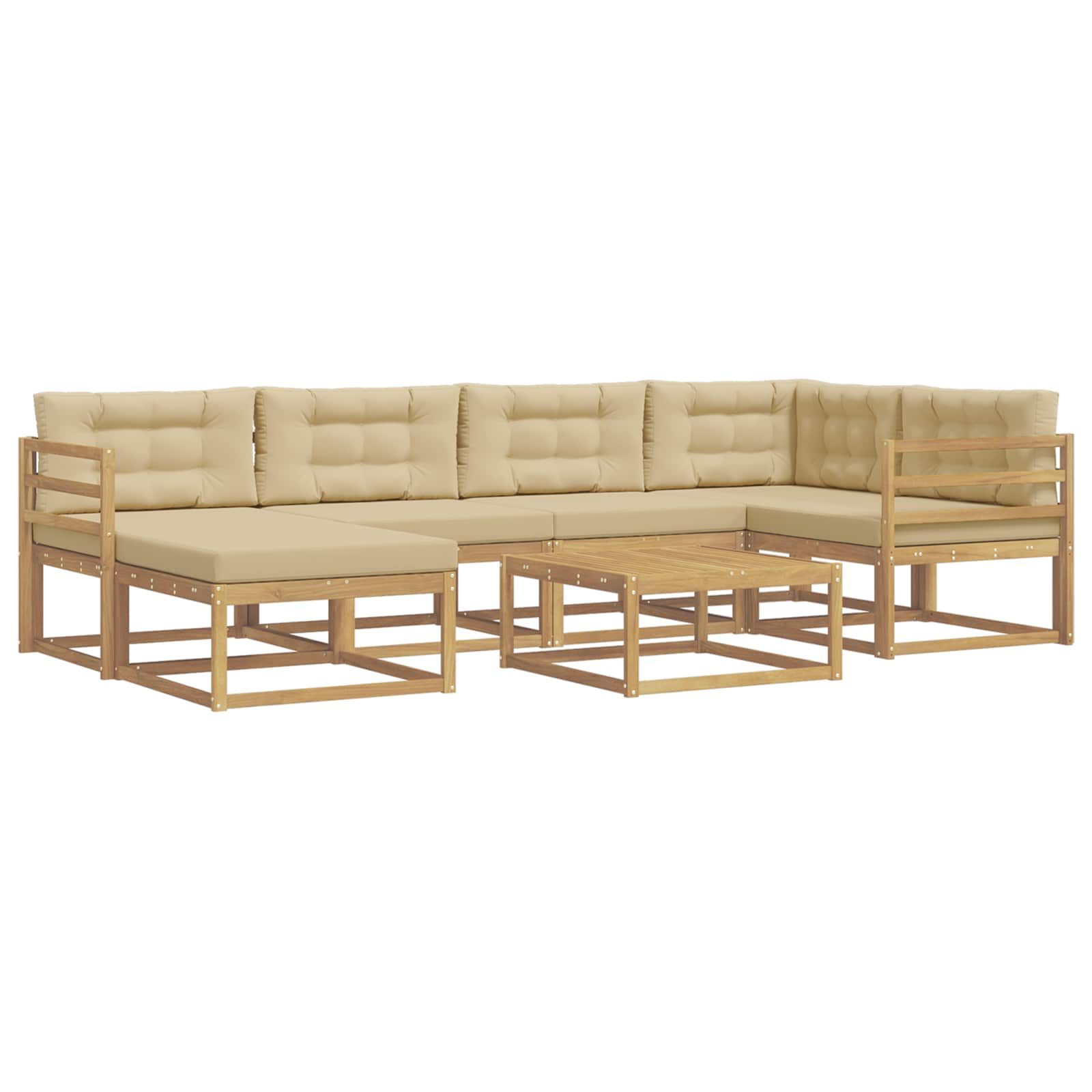 Buiten bankenset 7 pcs Wit en Beige – afbeelding 2