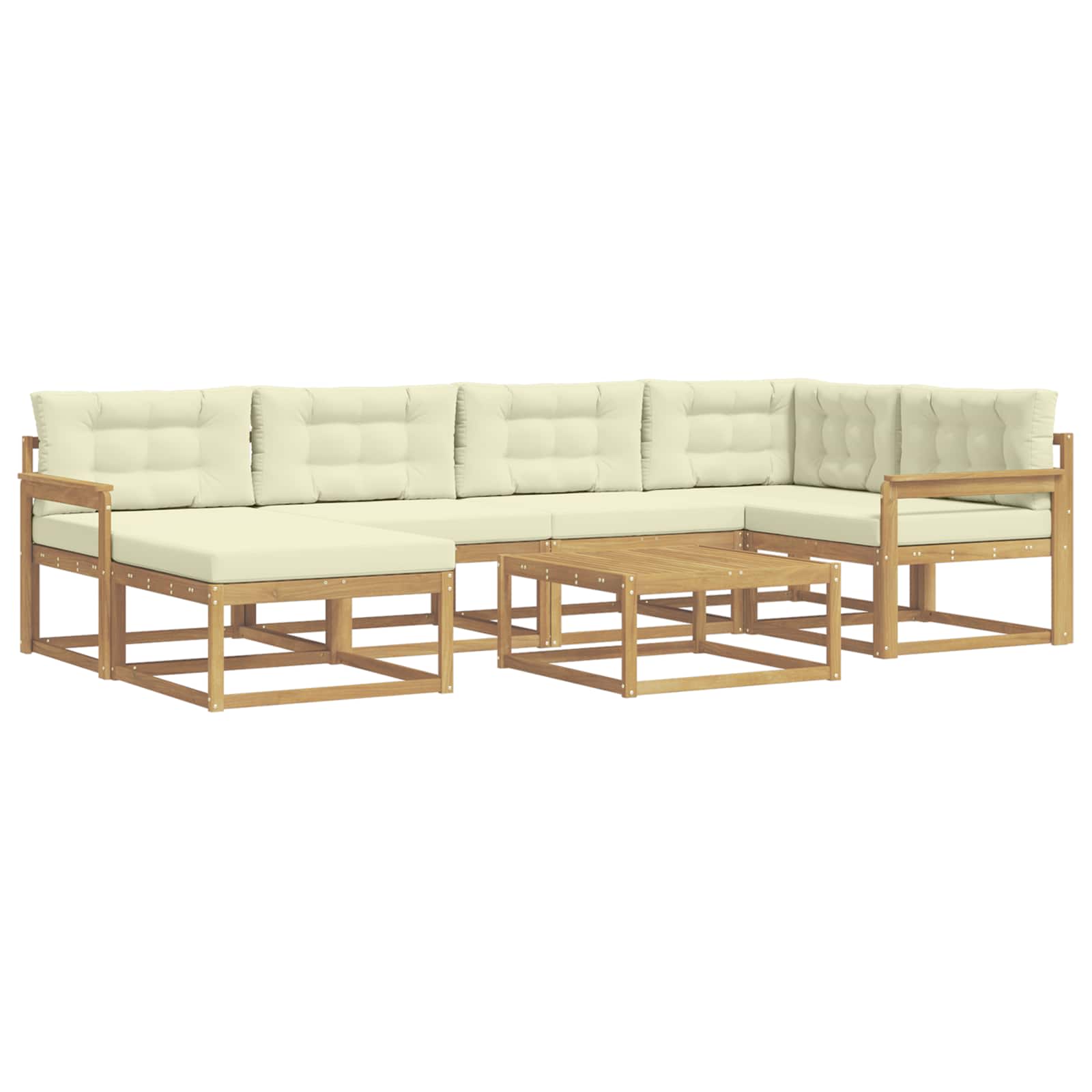 Buiten bankenset 7 pcs Wit en crèmekleurig – afbeelding 2