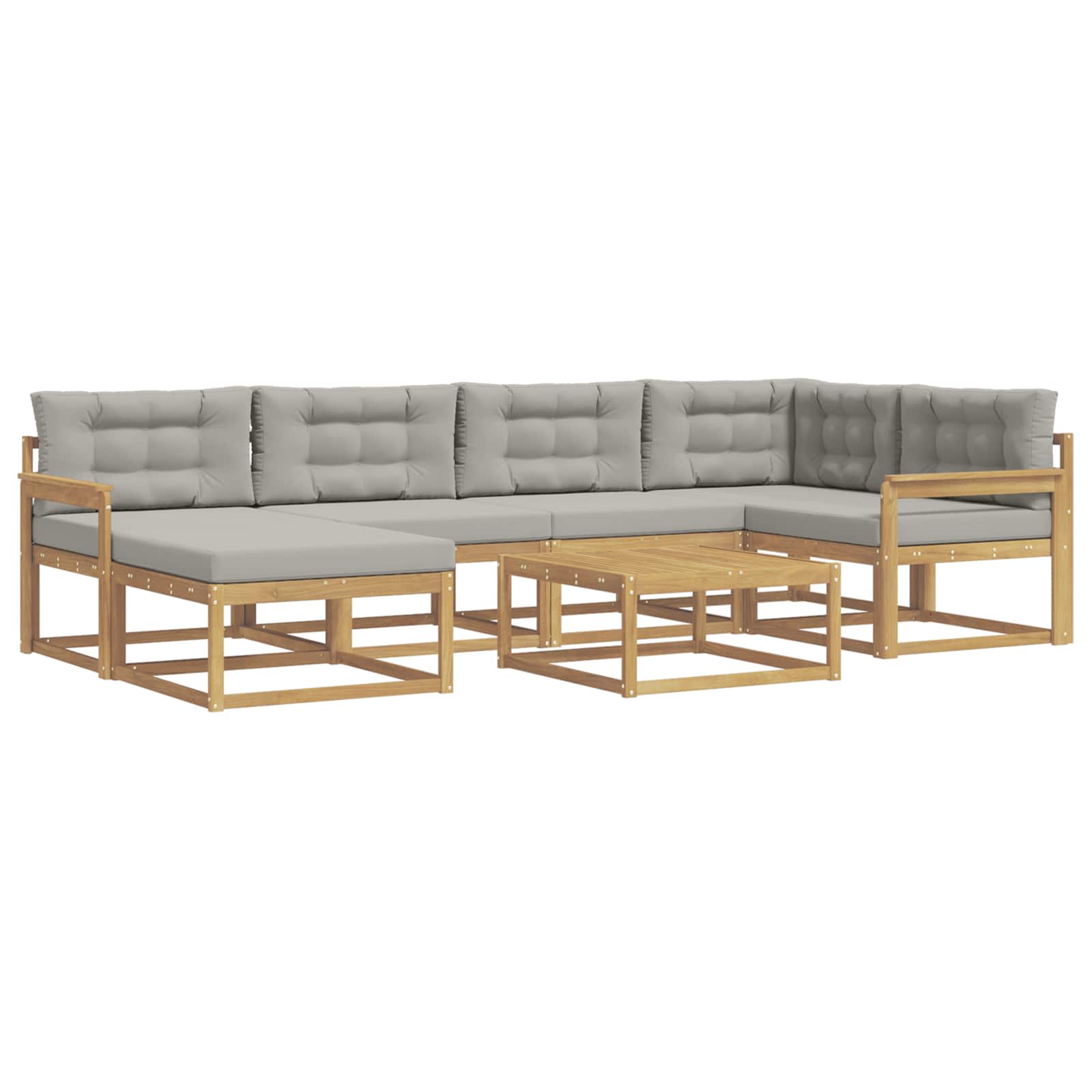 Buiten bankenset 7 pcs Wit en Lichtgrijs – afbeelding 2
