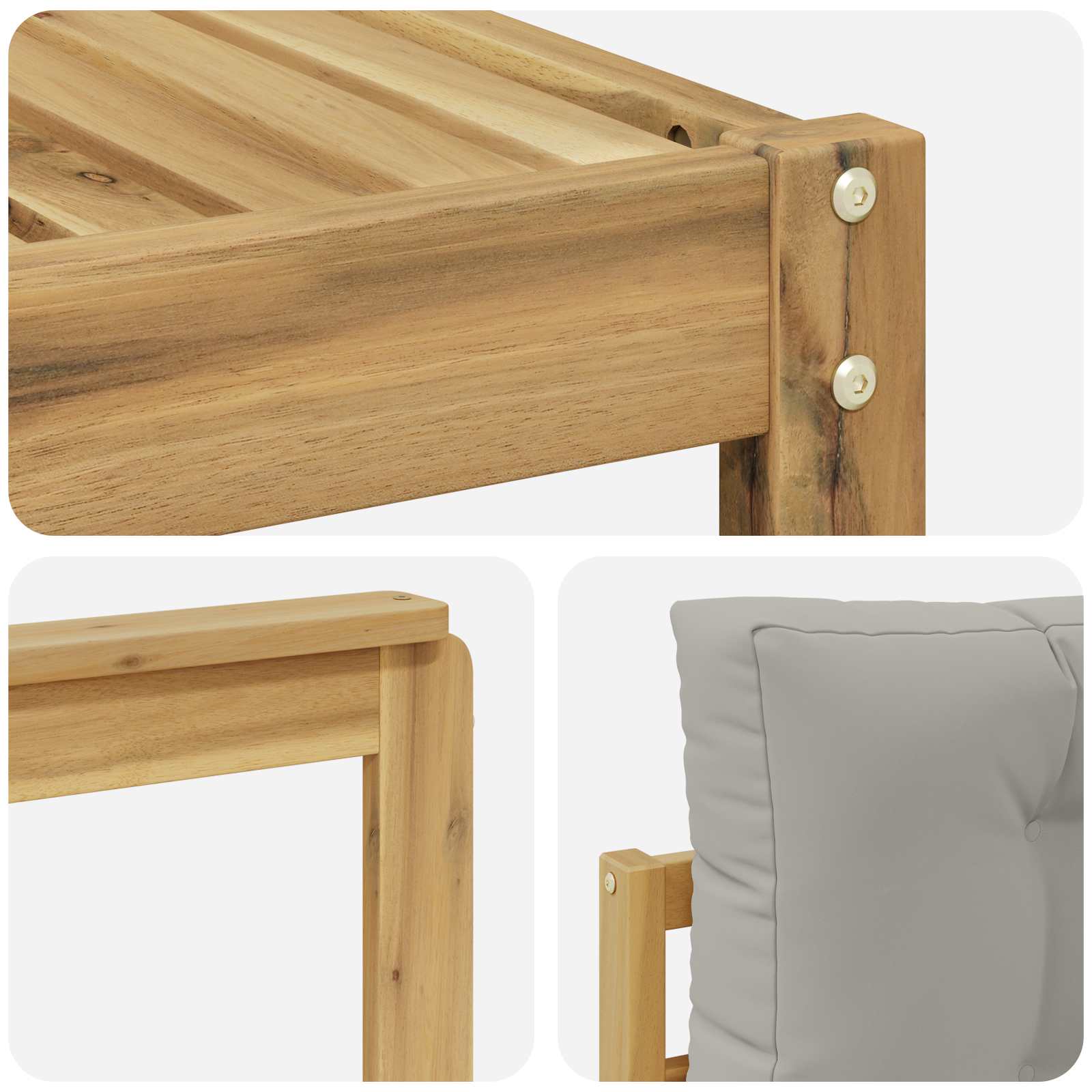 Buiten bankenset 7 pcs Wit en Lichtgrijs – afbeelding 7