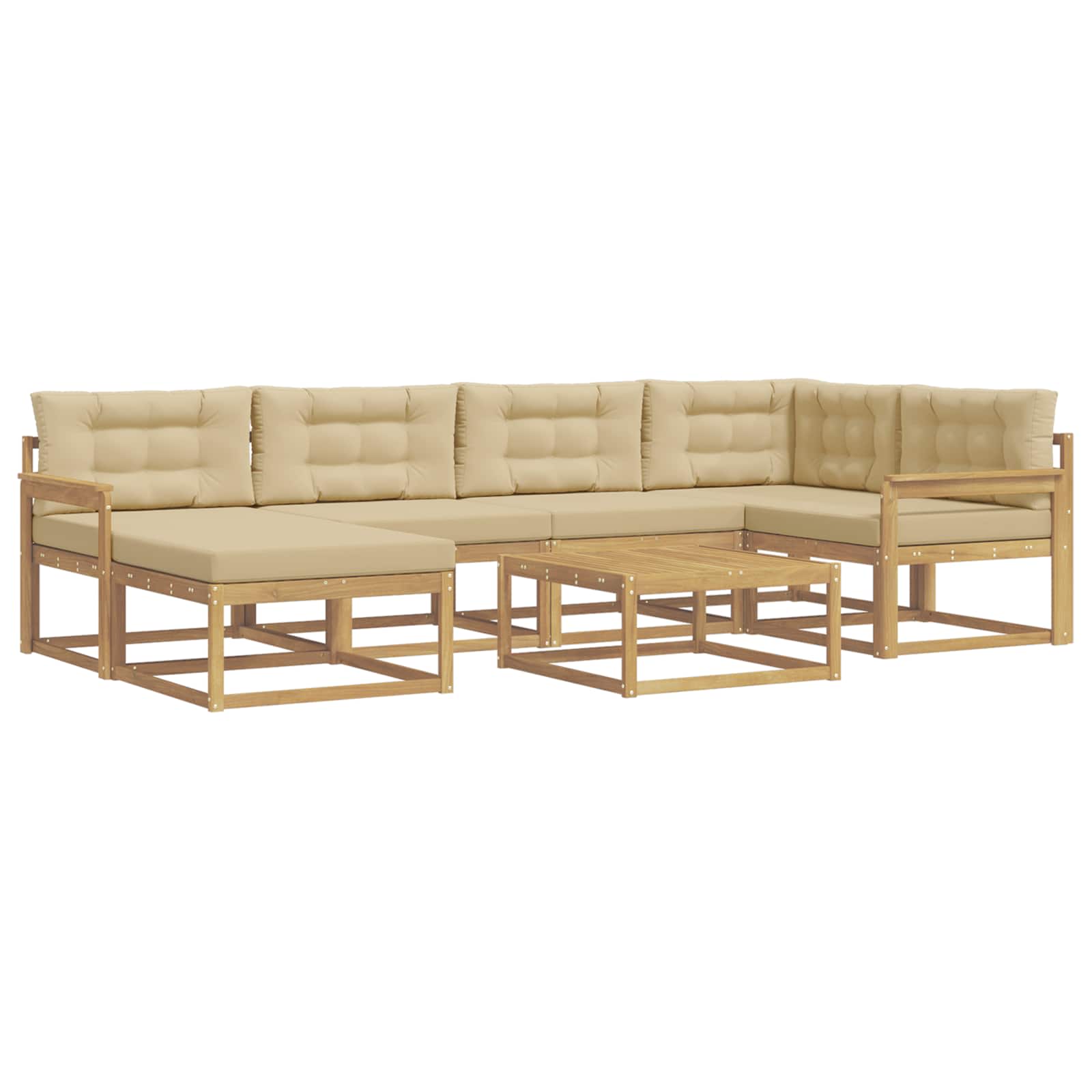 Buiten bankenset 7 pcs Wit en Beige – afbeelding 2