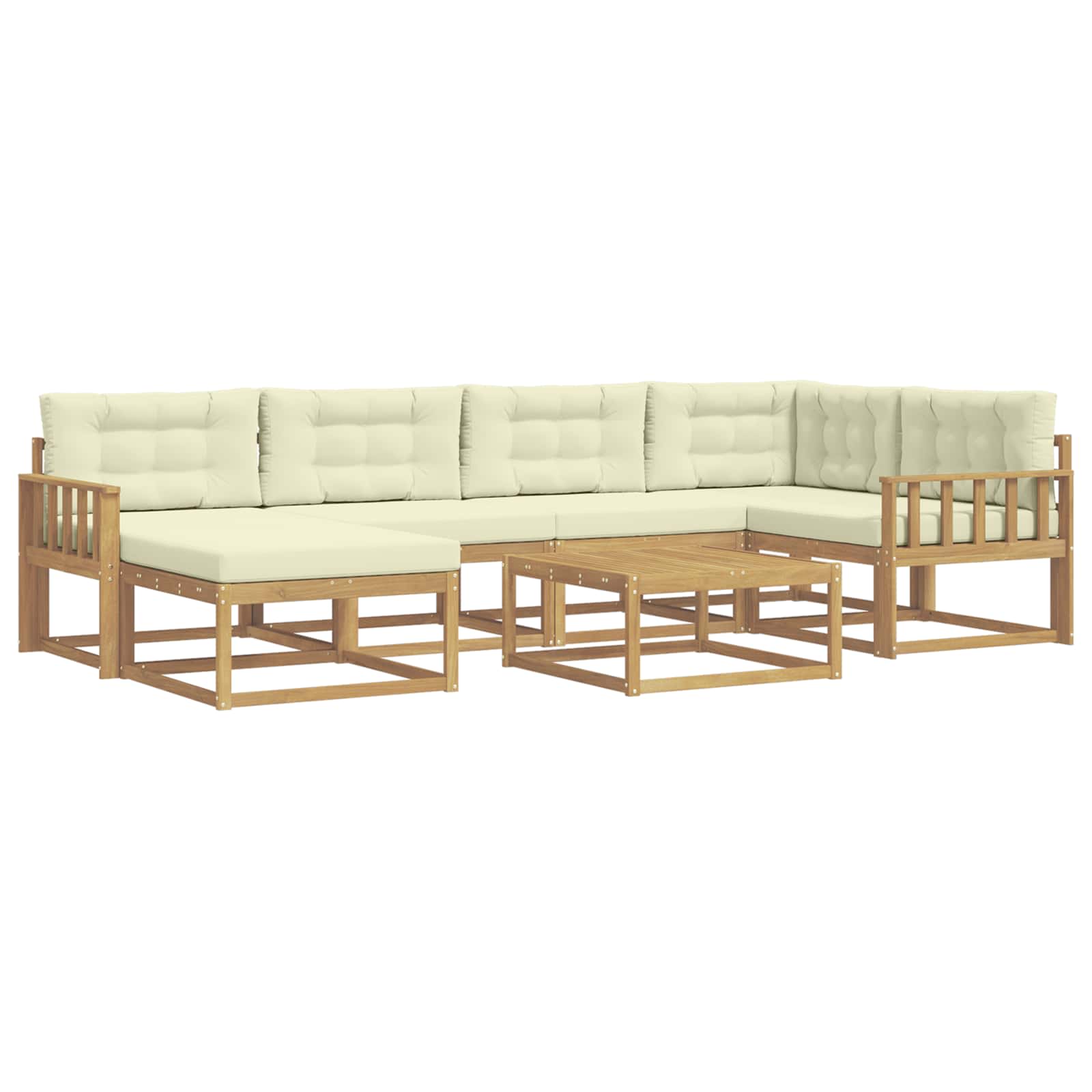 Buiten bankenset 7 pcs Wit en crèmekleurig – afbeelding 2