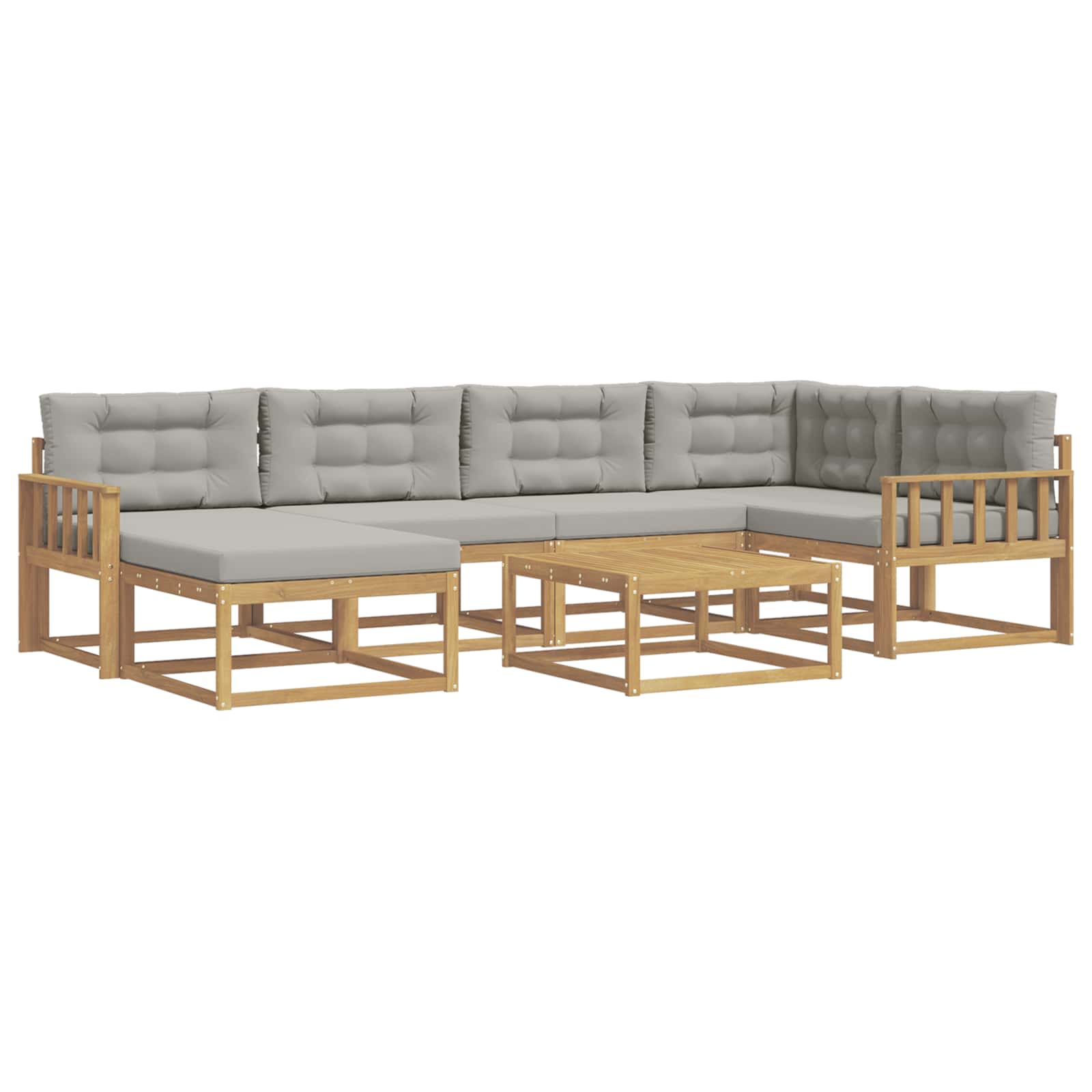 Buiten bankenset 7 pcs Wit en Lichtgrijs – afbeelding 2