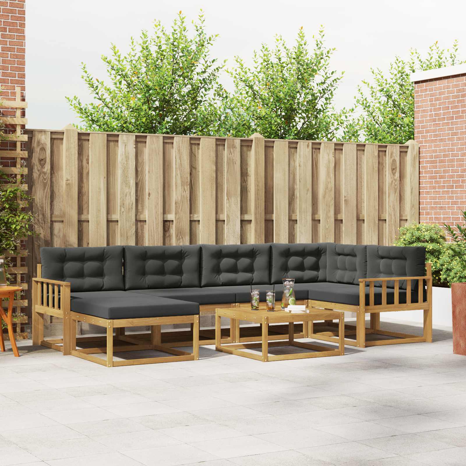 Buiten bankenset 7 pcs Wit en antracietkleurig – afbeelding 1