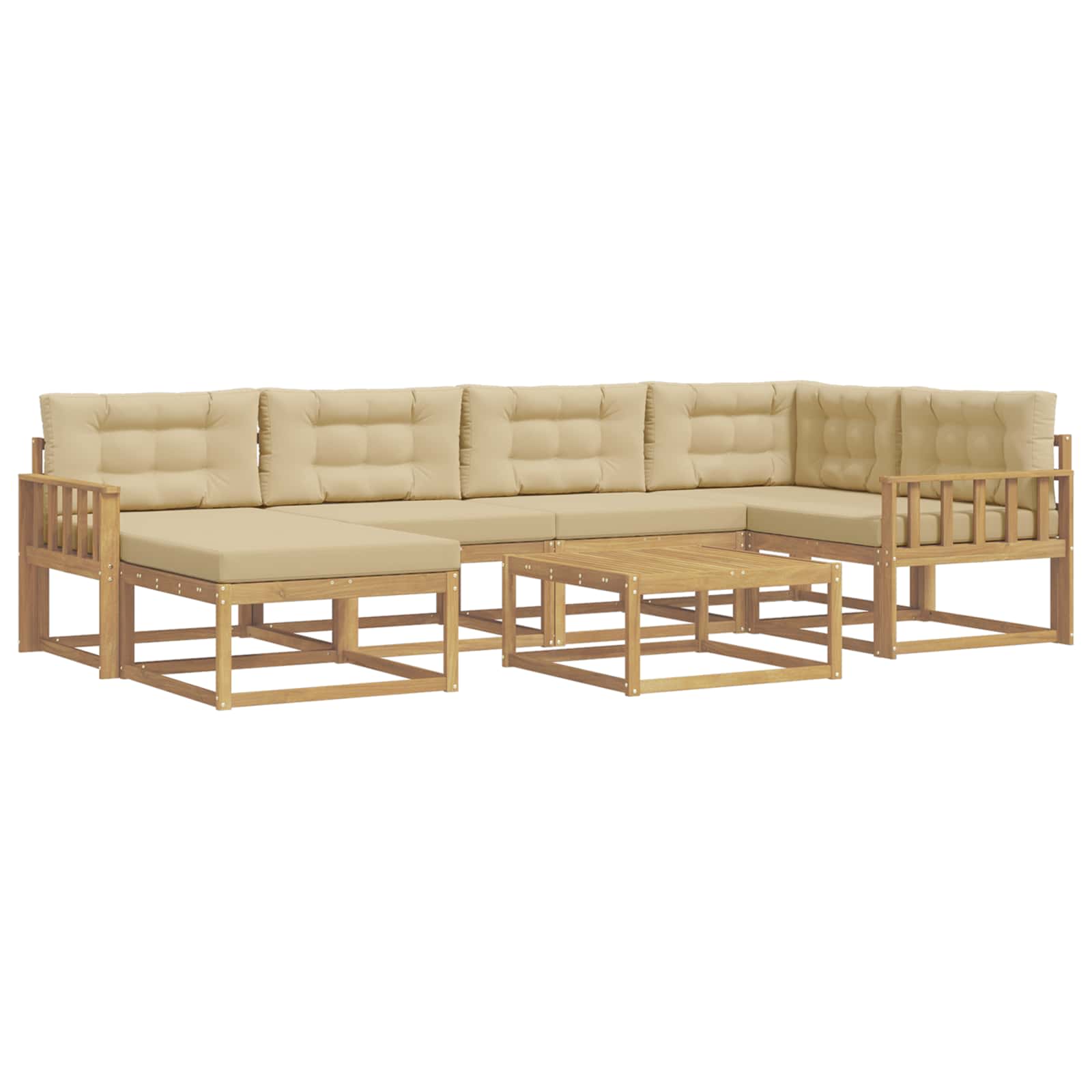 Buiten bankenset 7 pcs Wit en Beige – afbeelding 2