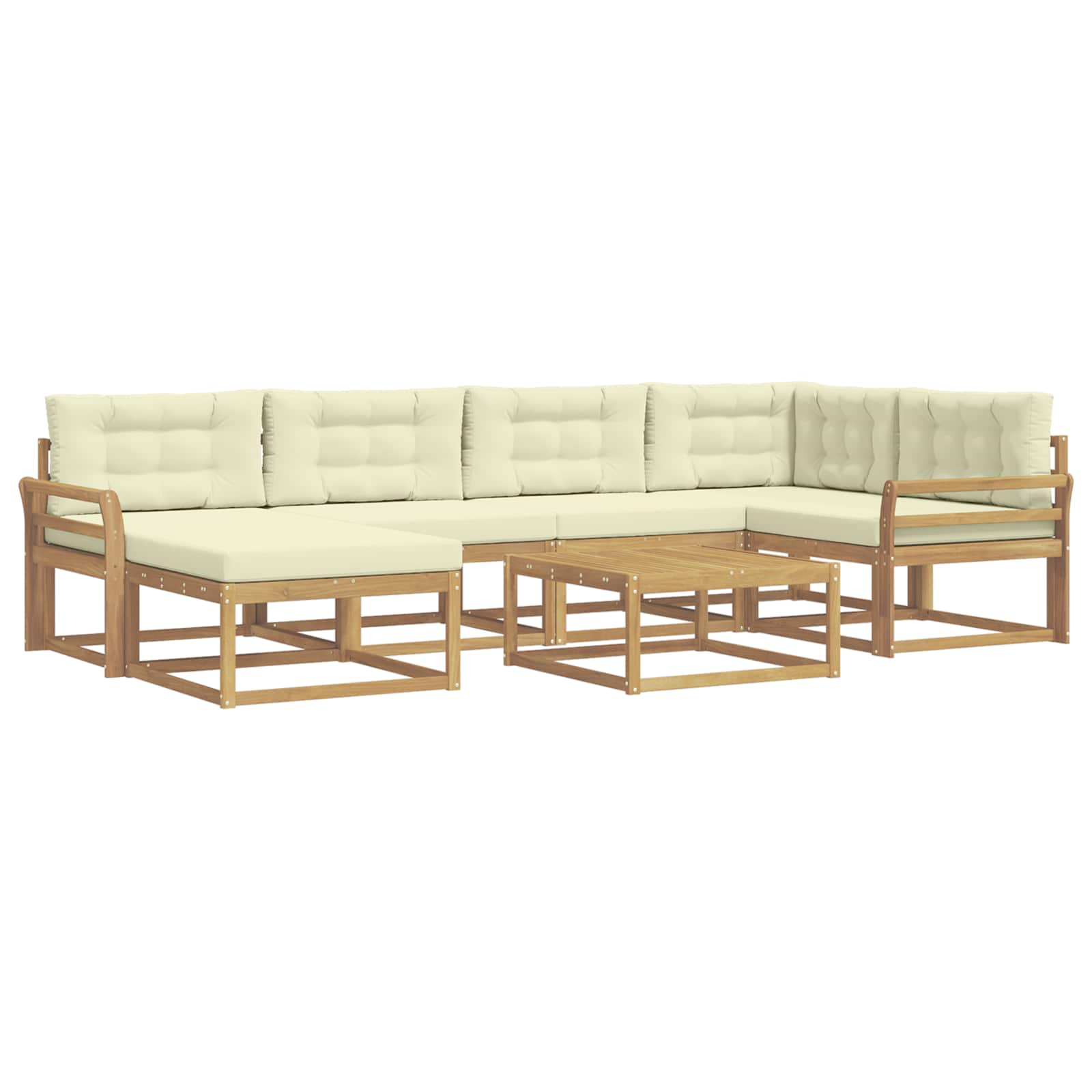 Buiten bankenset 7 pcs Wit en crèmekleurig – afbeelding 2