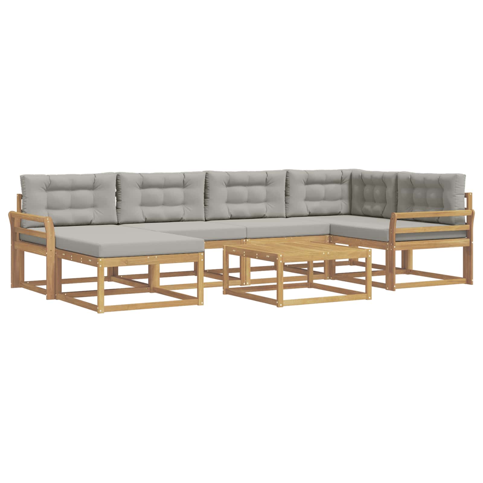 Buiten bankenset 7 pcs Wit en Lichtgrijs – afbeelding 2