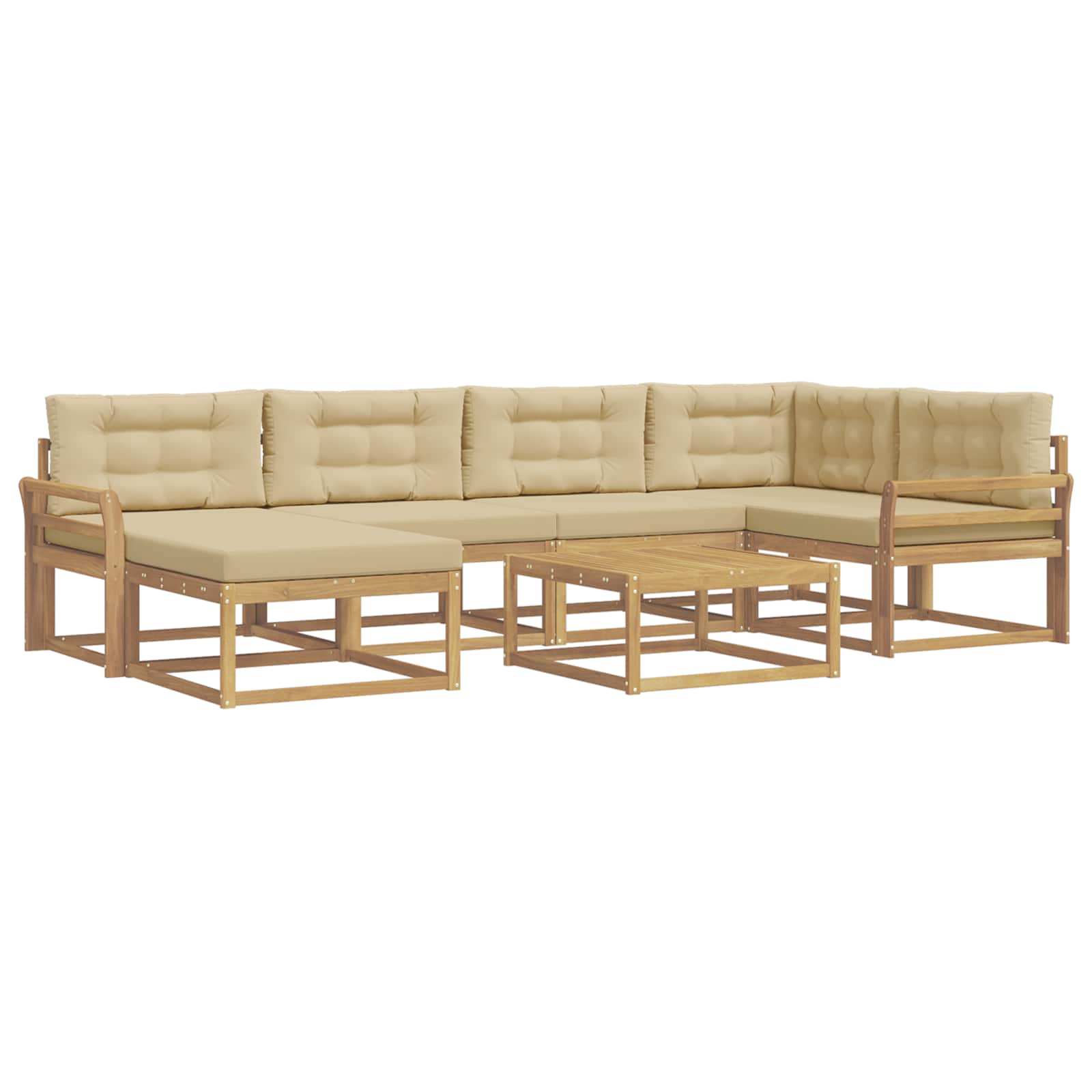 Buiten bankenset 7 pcs Wit en Beige – afbeelding 2