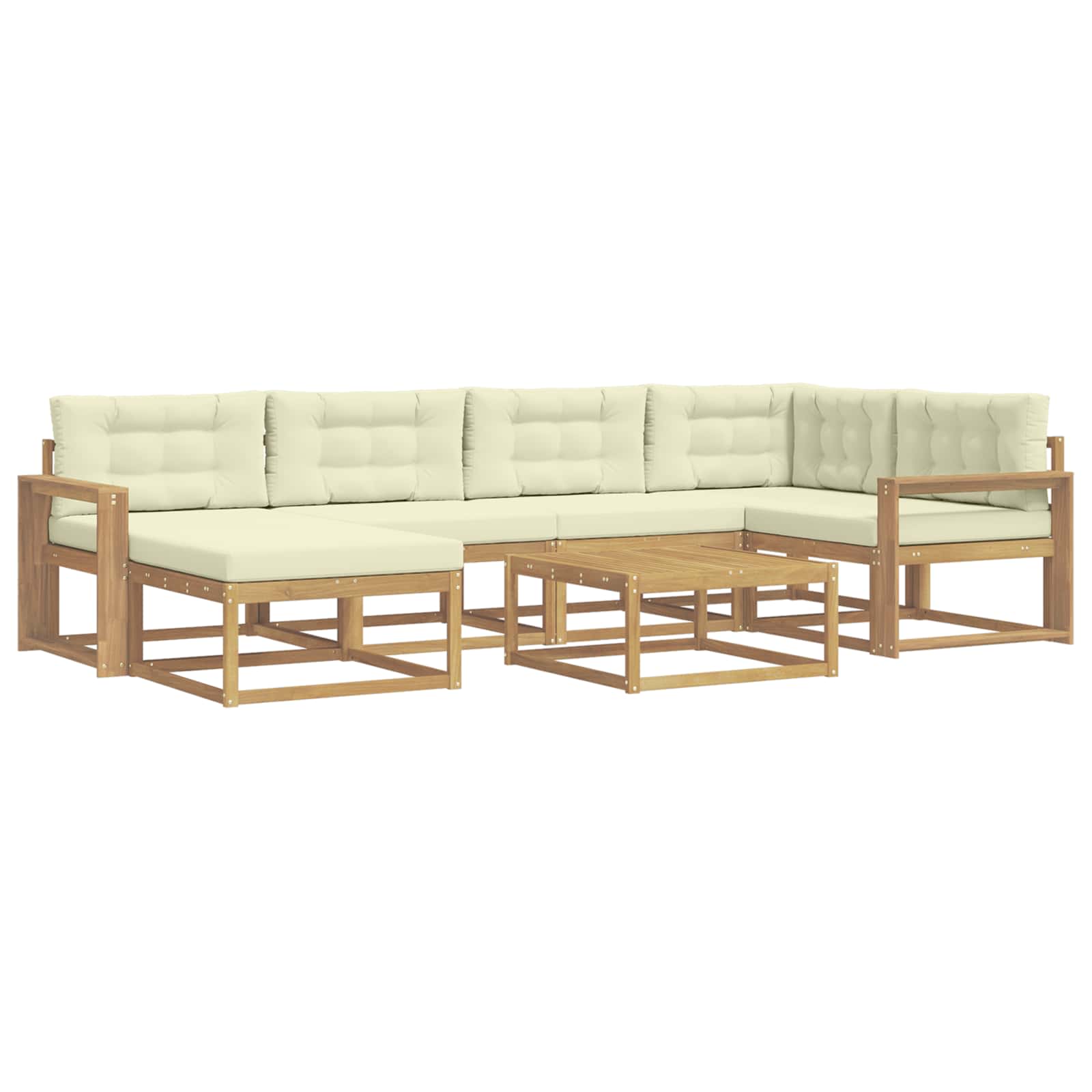Buiten bankenset 7 pcs Wit en crèmekleurig – afbeelding 2