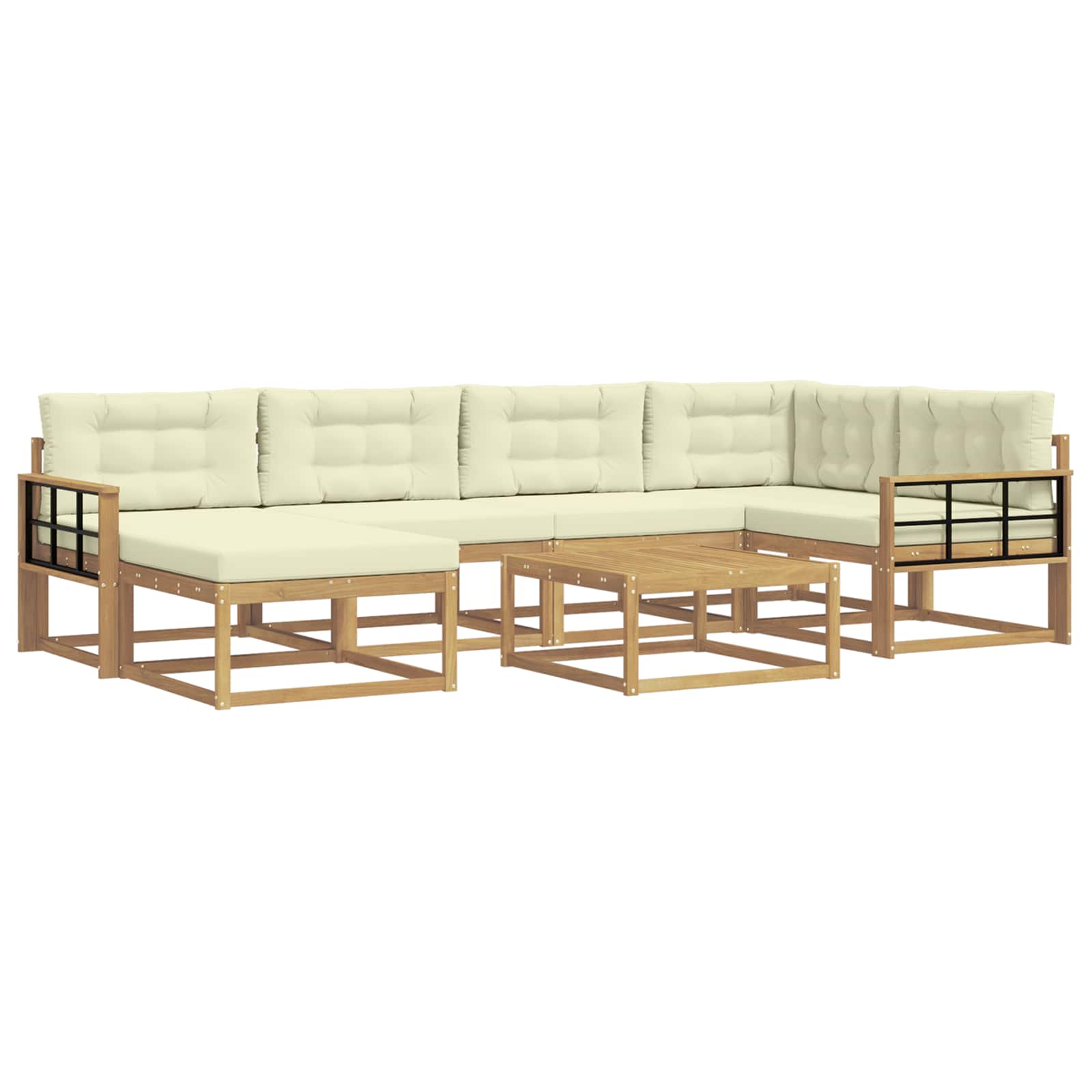 Buiten bankenset 7 pcs Wit en crèmekleurig – afbeelding 2