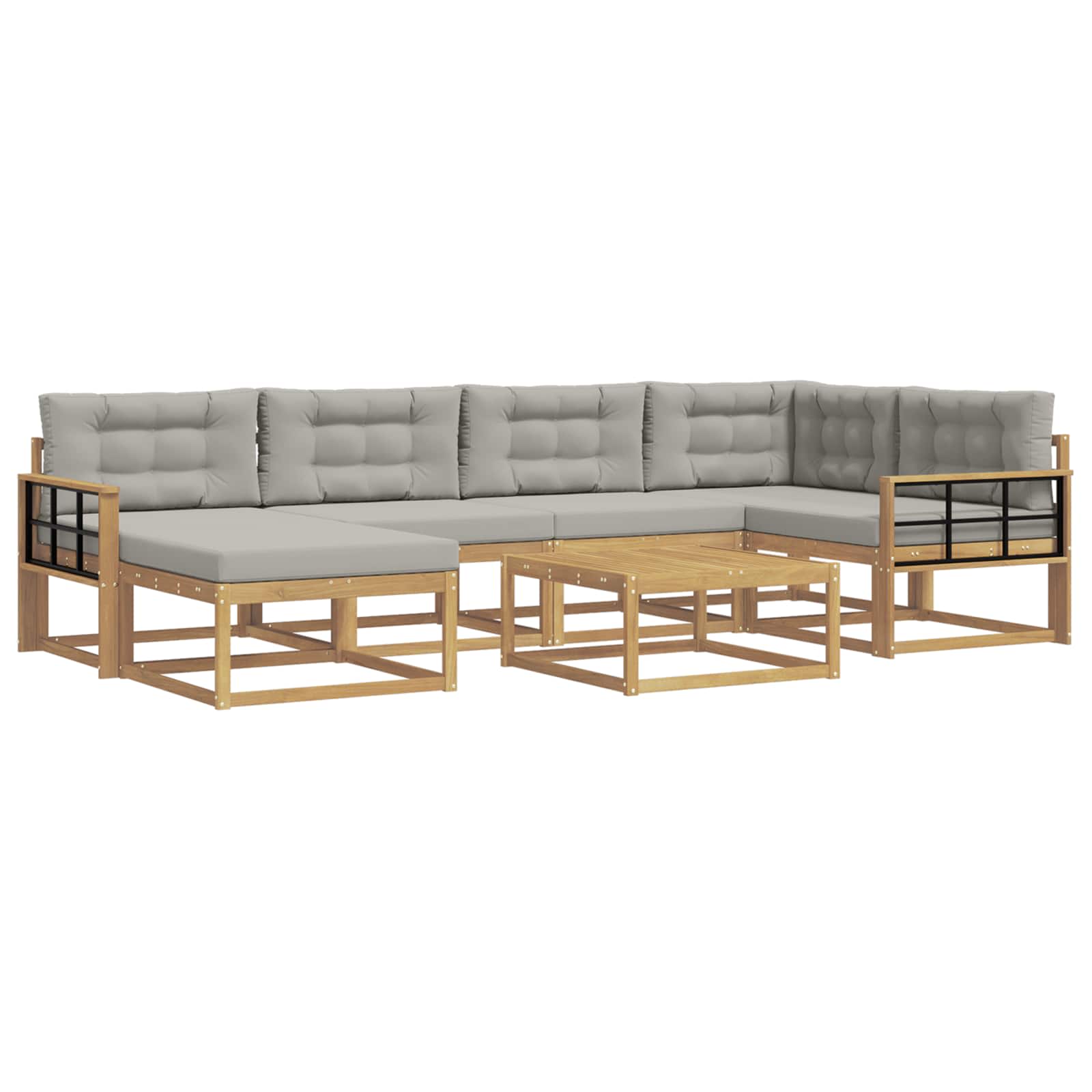 Buiten bankenset 7 pcs Wit en Lichtgrijs – afbeelding 2