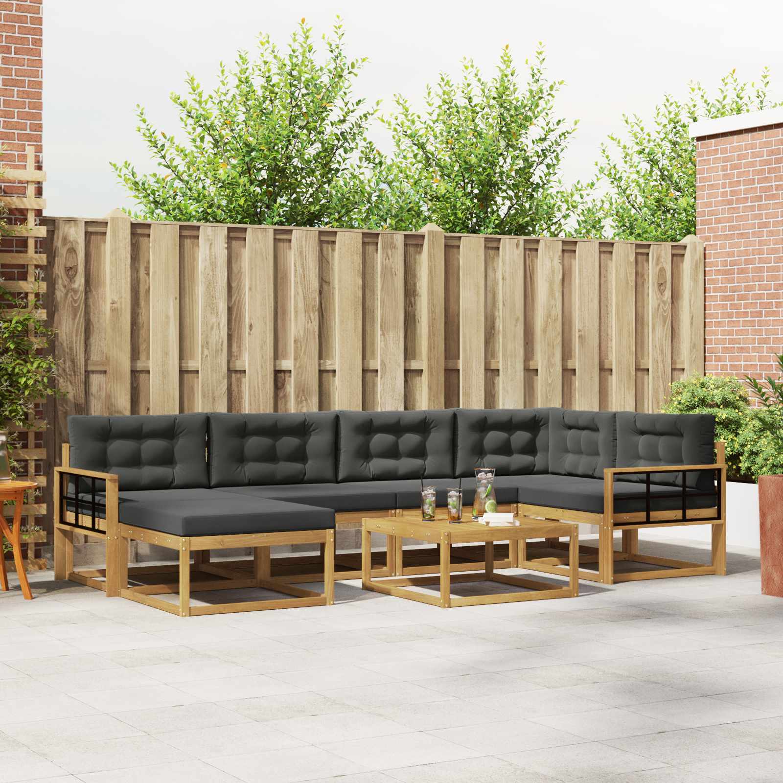 Buiten bankenset 7 pcs Wit en antracietkleurig – afbeelding 1