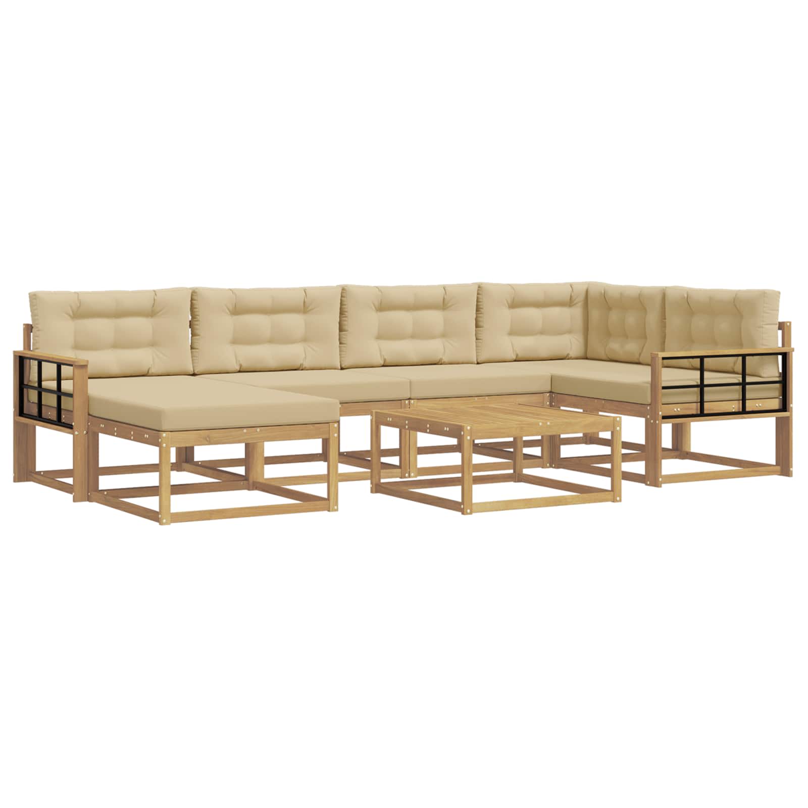 Buiten bankenset 7 pcs Wit en Beige – afbeelding 2