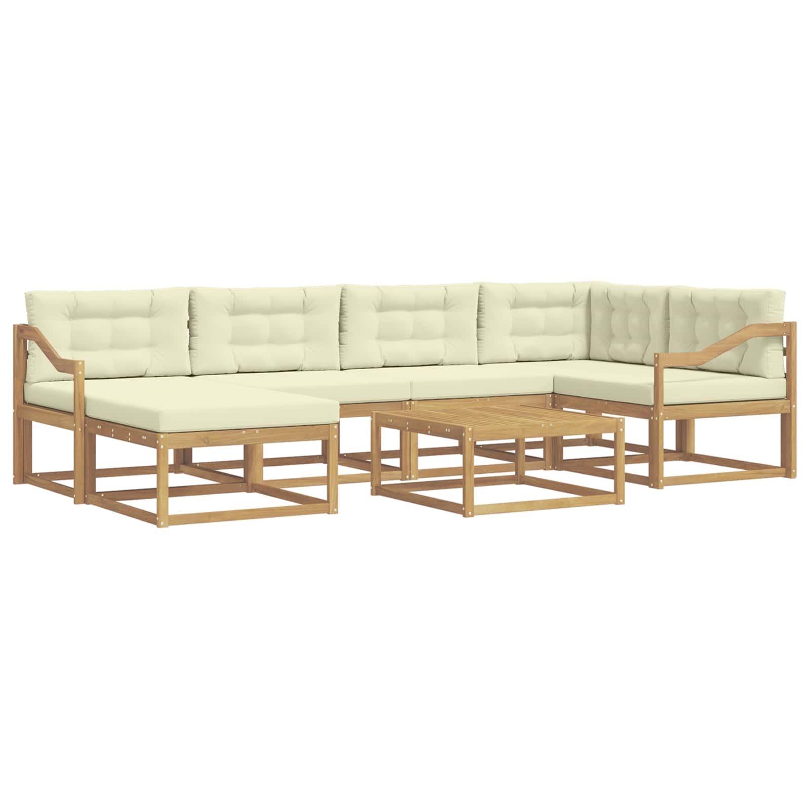 Buiten bankenset 7 pcs Wit en crèmekleurig – afbeelding 2