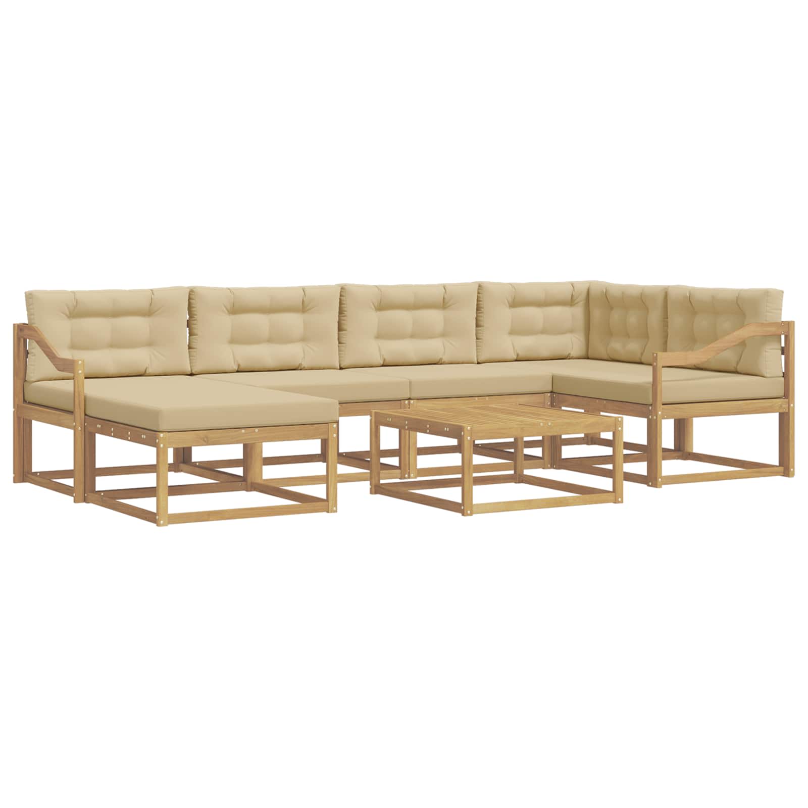 Buiten bankenset 7 pcs Wit en Beige – afbeelding 2